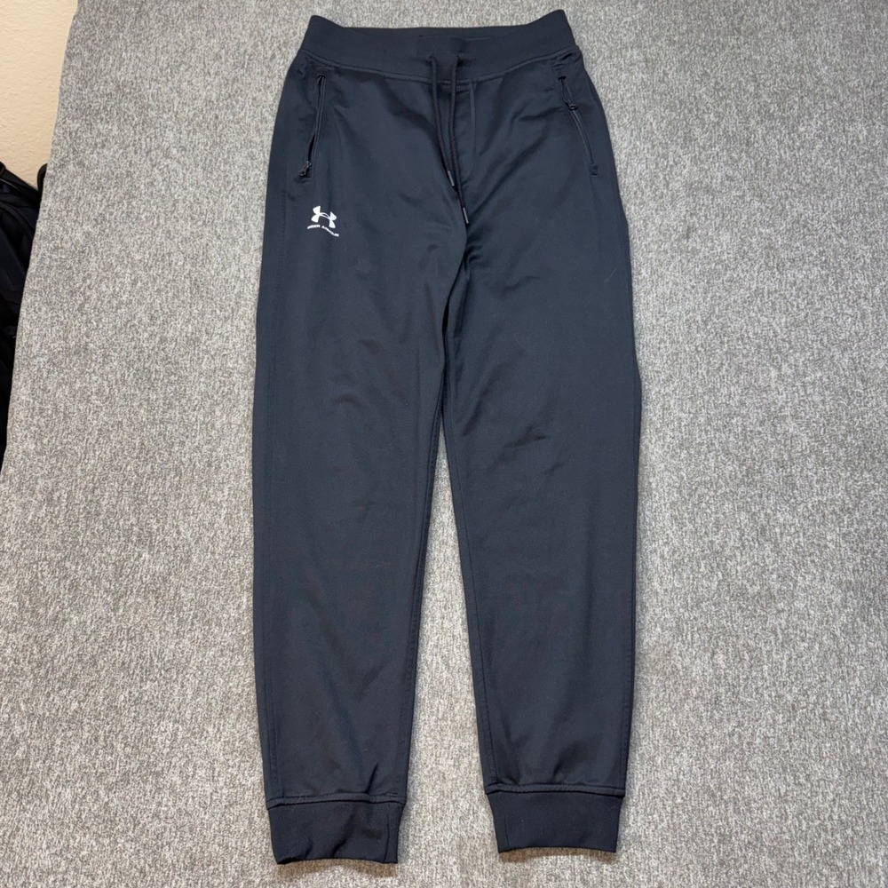 Under Armour Mens Loose Fit Jogger Pants Black Zipper Pockets Medium 1269